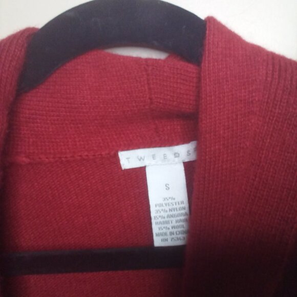Tweeds Sweater Cardigan S Long Sleeve Red - Picture 4 of 12